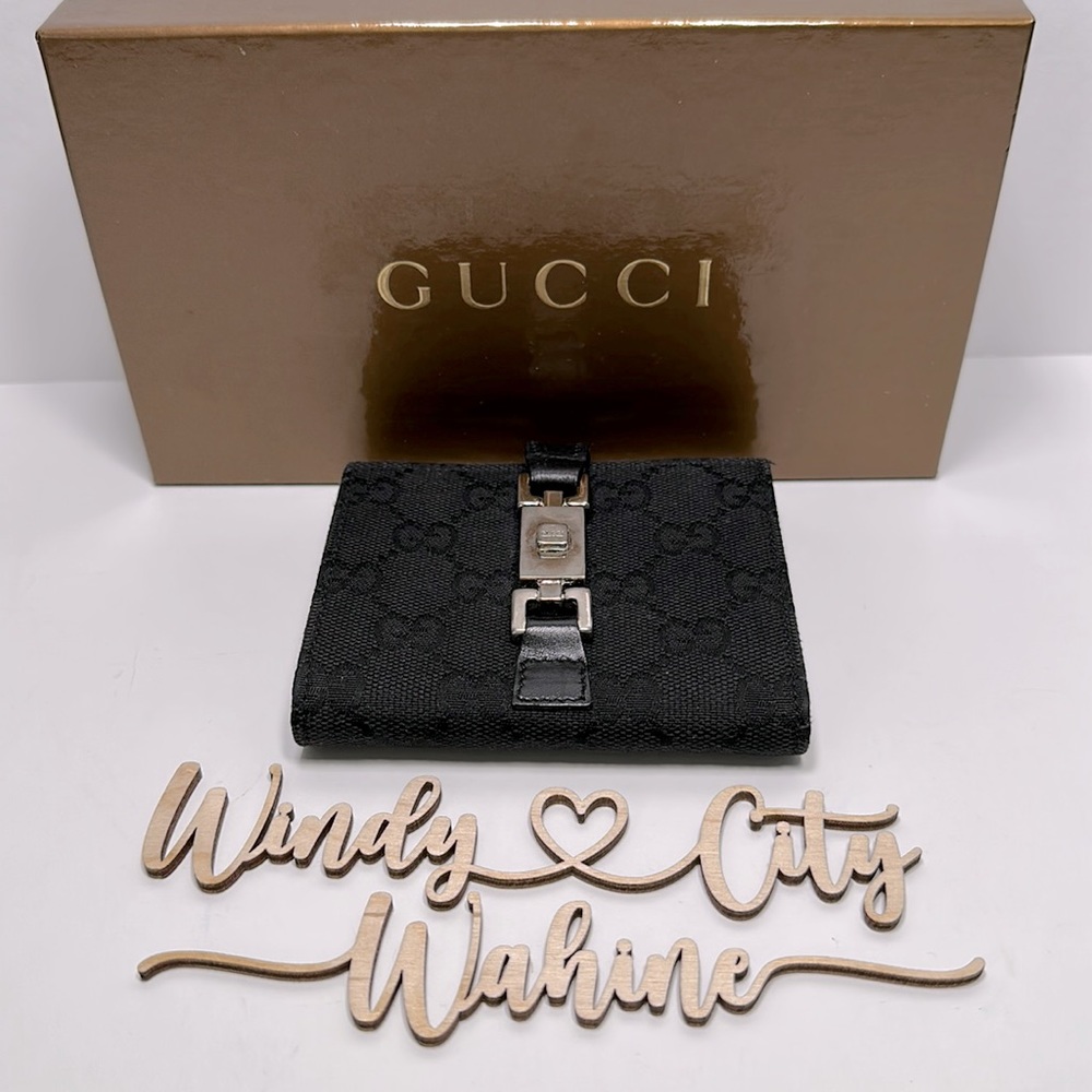 Authentic Vintage Gucci Jackie Compact Wallet- Black